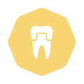 Animated tooth with dental crown representing restorative dentistry