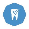 Animated tooth with checkmark representing preventive dentistry