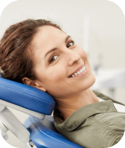 Woman in Castleton Vermont dental office smiling